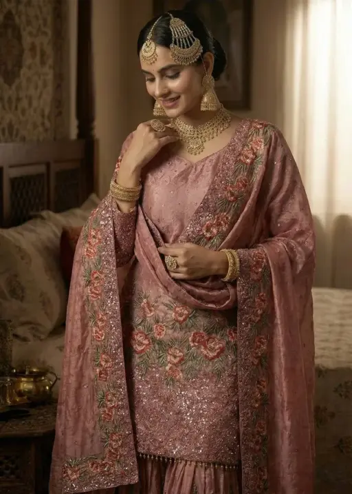 Pink Readymade Pakistani Gharara Suit