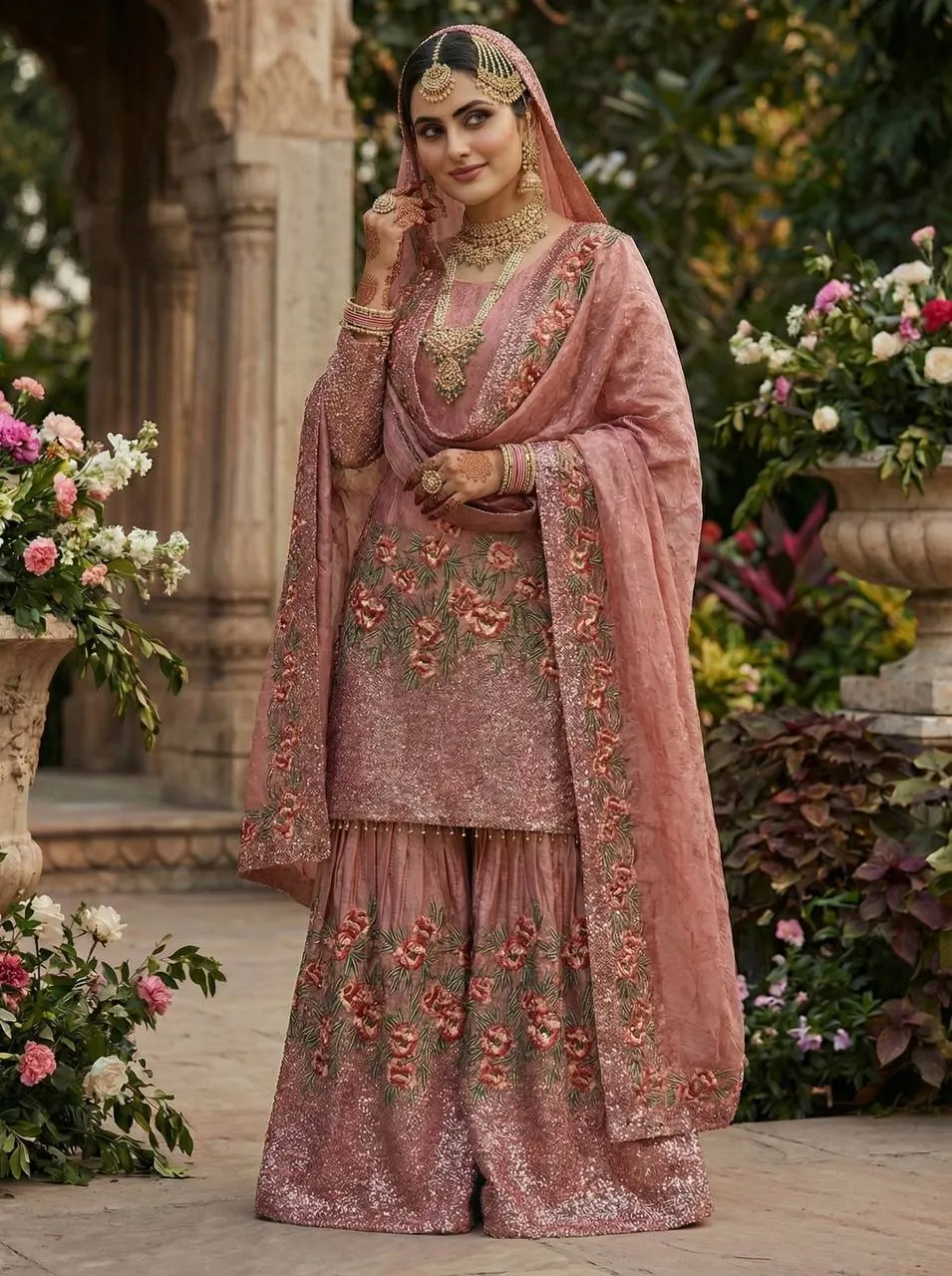 Pink Readymade Pakistani Gharara Suit - Image 4