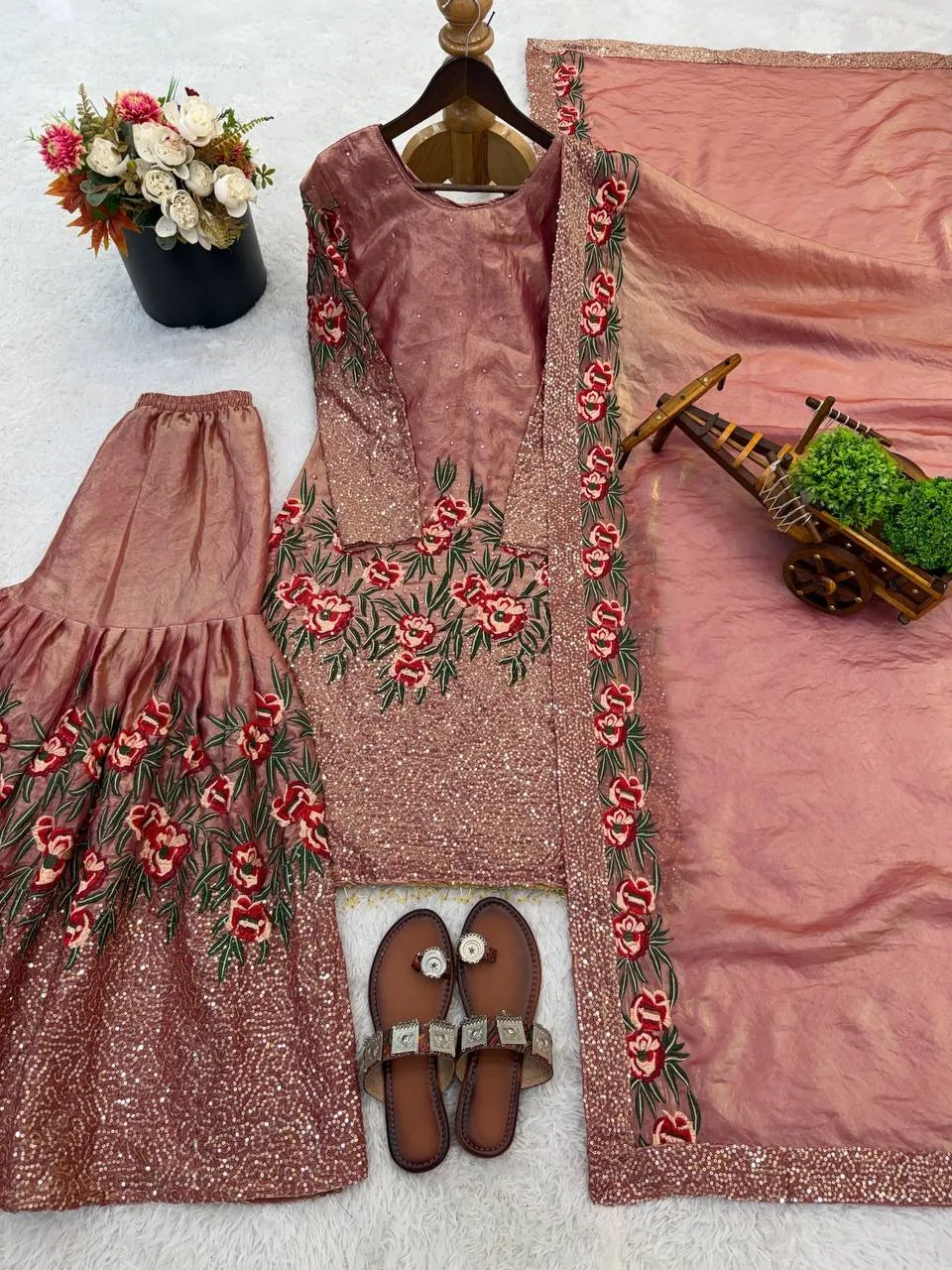 Pink Readymade Pakistani Gharara Suit - Image 5