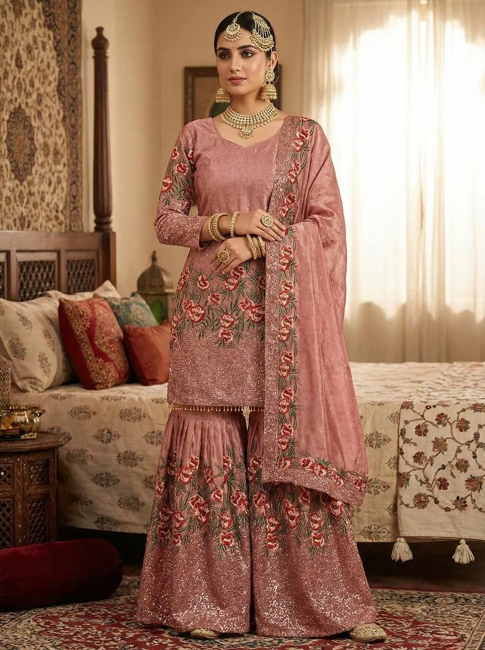 Pink Readymade Pakistani Gharara Suit - Image 6