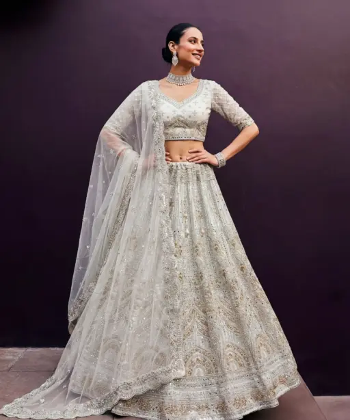 Premium White Reception Lehenga Choli