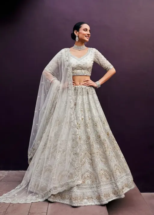 Premium White Reception Lehenga Choli