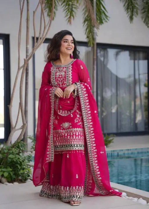 Rani Sharara Suit Set for Eid Festival