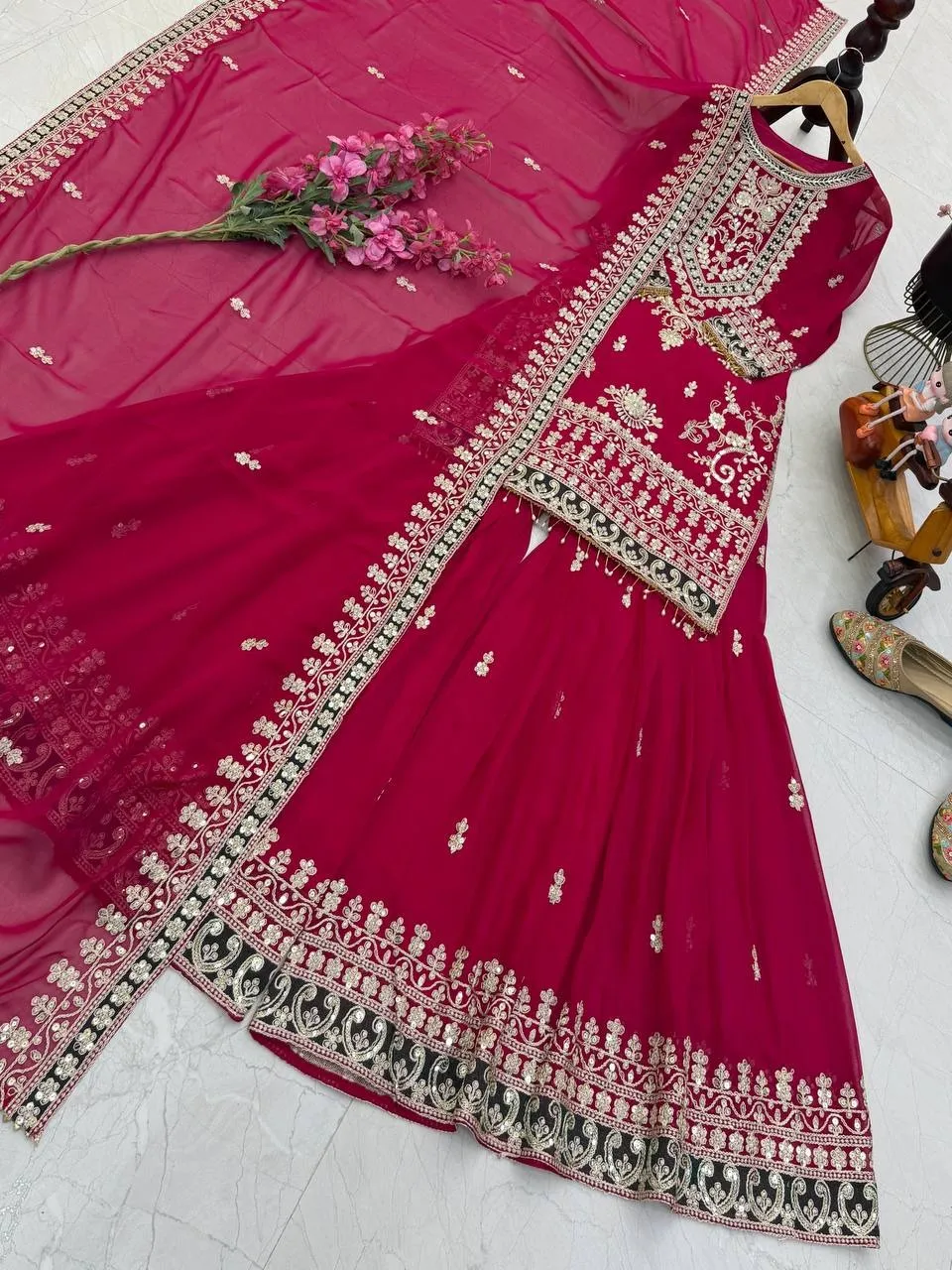 Rani Sharara Suit Set for Eid Festival - Image 3