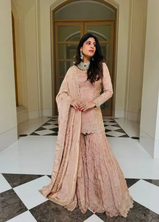 Readymade Peach Sharara Dress for Eid