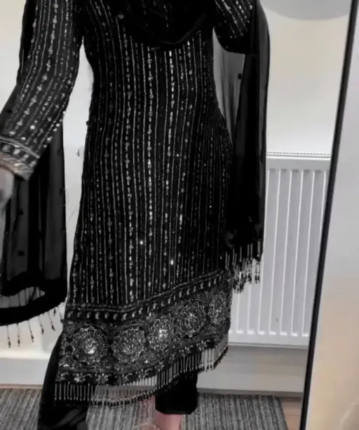 Readymade Straight Pakistani Suit Black