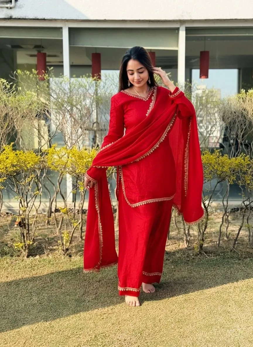 Red Farsi Salwar Suit Set