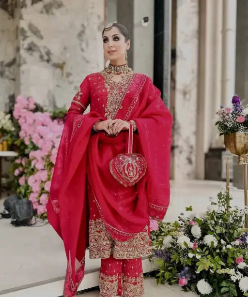 Red Wedding Straight Readymade Dress