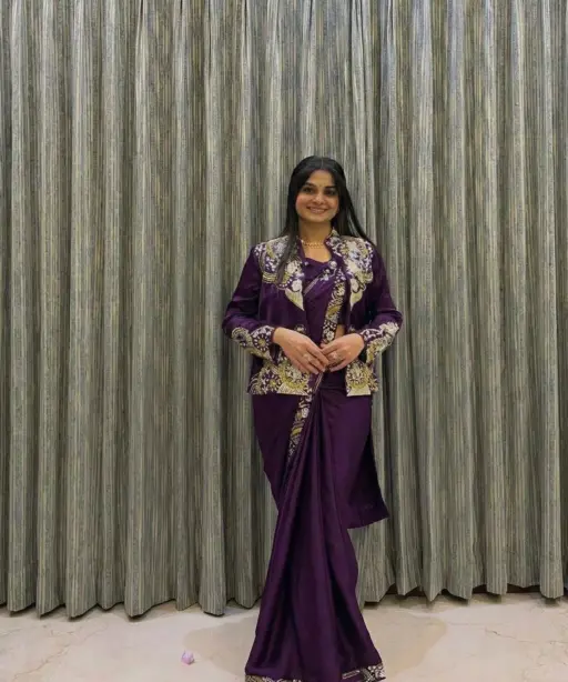 Wedding Special Purple Lehenga Saree with Jacket