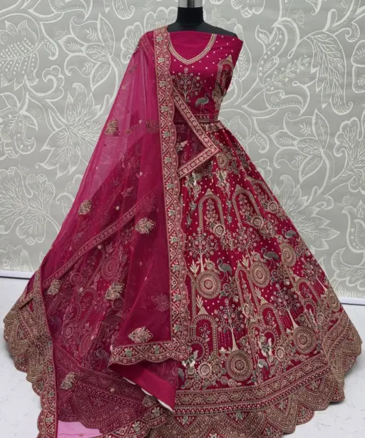 White Bridal Silk Lehenga Choli with Double Dupatta Under 20000