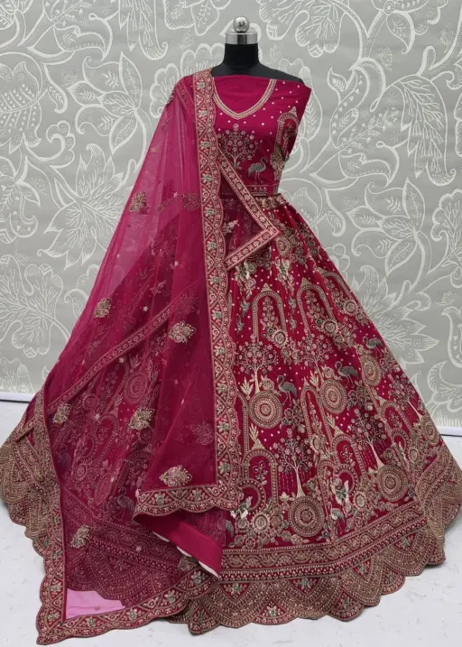 White Bridal Silk Lehenga Choli with Double Dupatta Under 20000