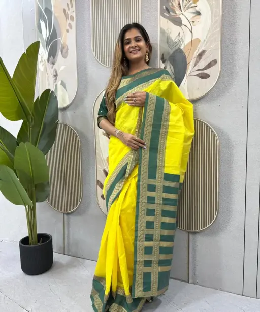 Zip and Go Party Saree Lemon Green