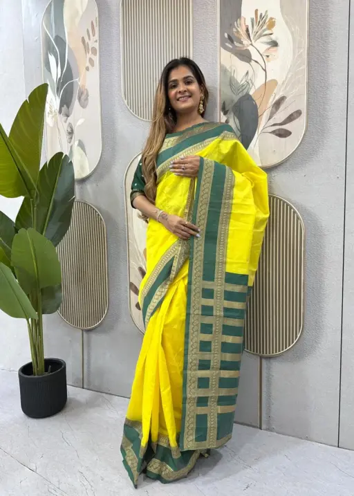 Zip and Go Party Saree Lemon Green