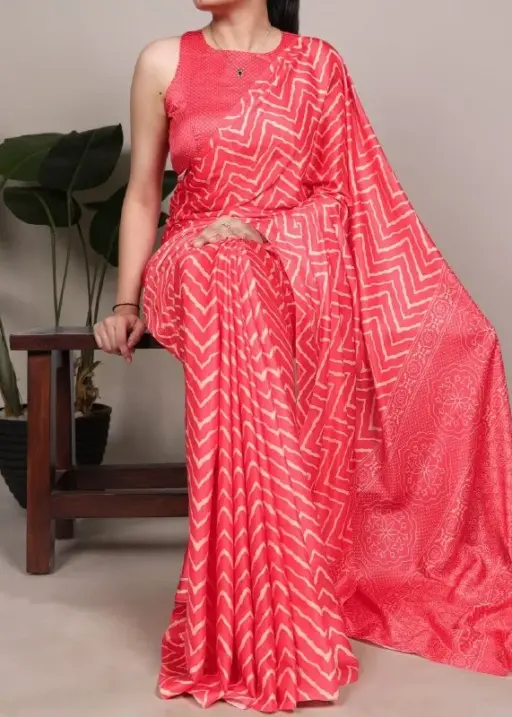 Abstract Satin Printed Sarees