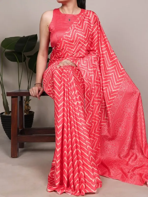Abstract Satin Printed Sarees
