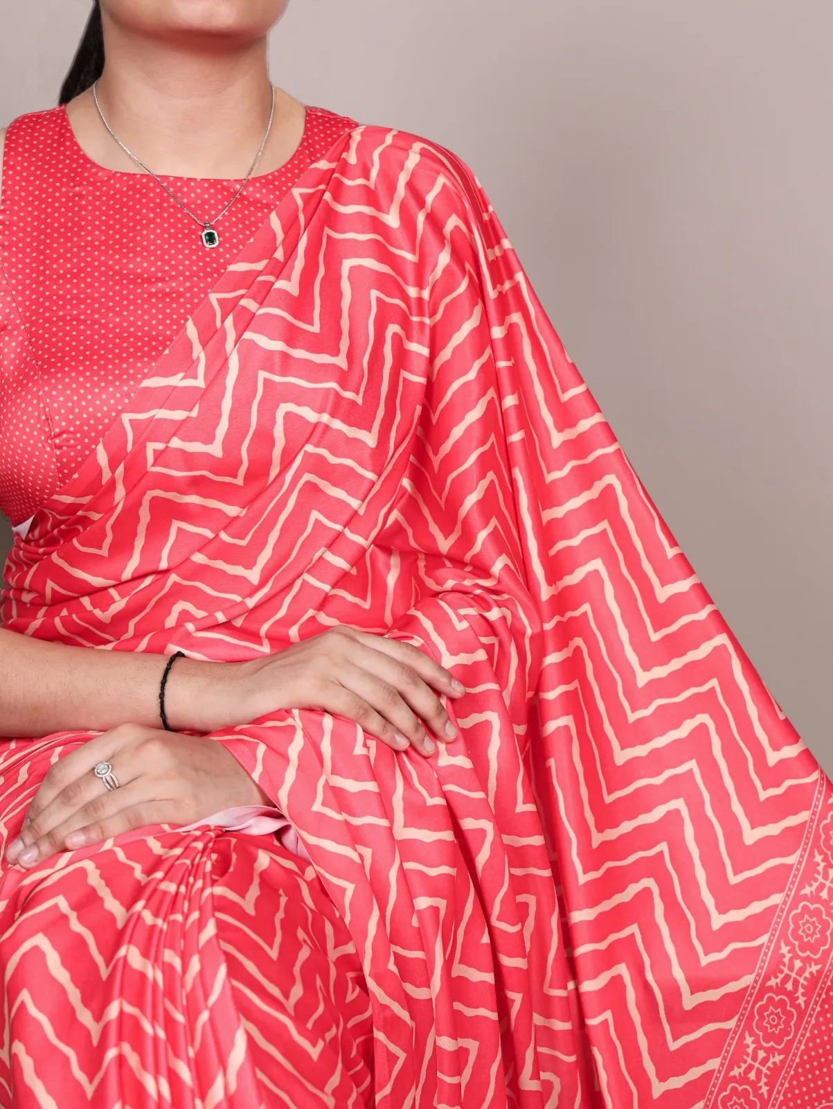 Abstract Satin Printed Sarees - Image 2