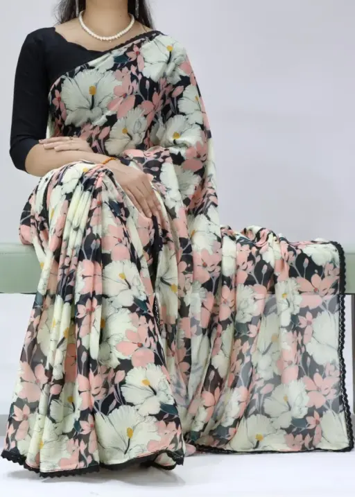Black Floral Beautiful saree