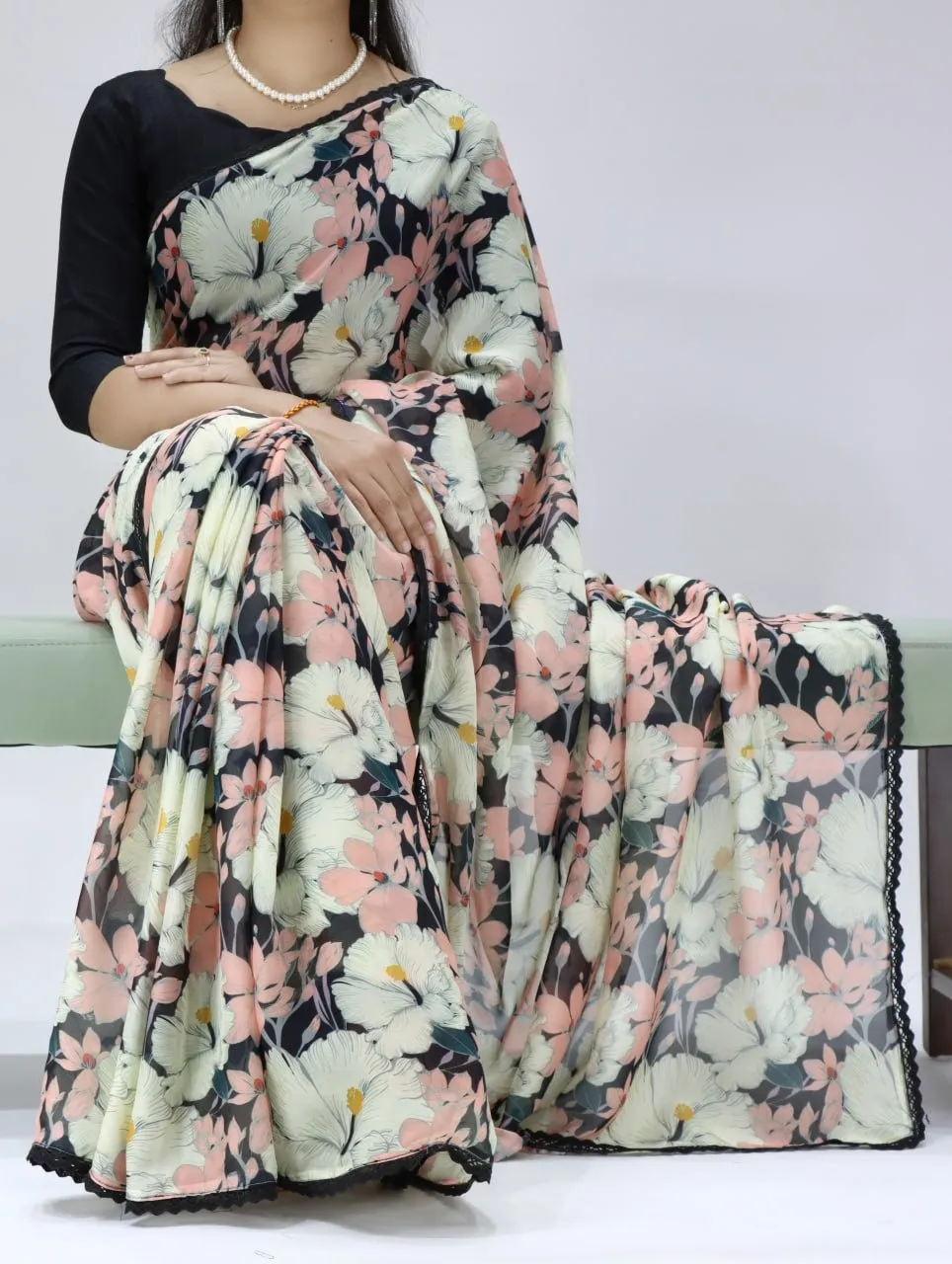 Black Floral Beautiful saree