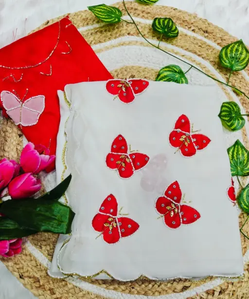 Butterfly Handwork Saree