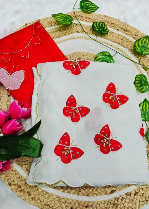 Butterfly Handwork Saree