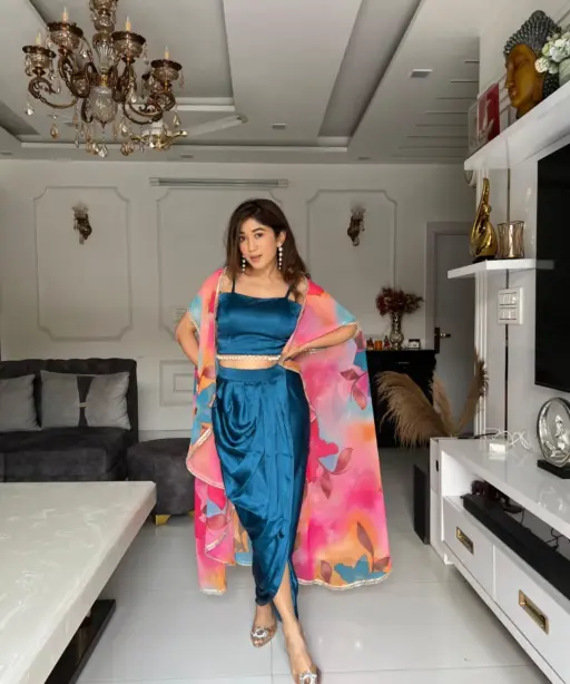 Celebrity Inspired Indowestern Dhoti with Shrug