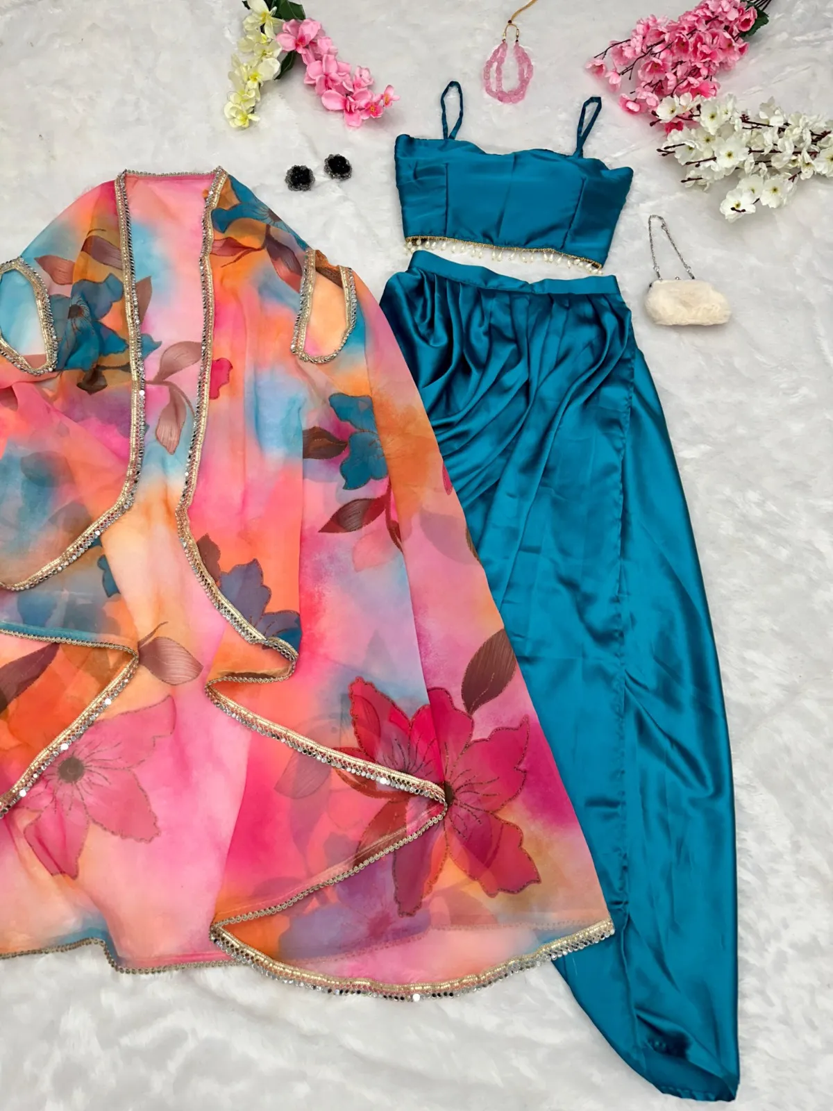 Celebrity Inspired Indowestern Dhoti with Shrug - Image 2