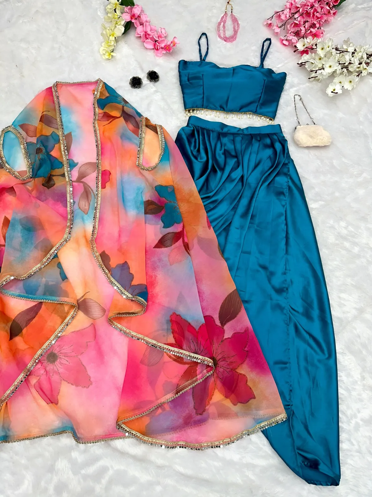 Celebrity Inspired Indowestern Dhoti with Shrug - Image 4