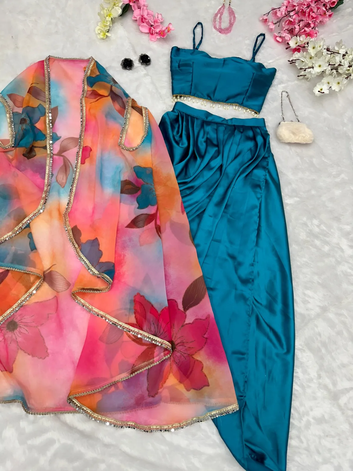 Celebrity Inspired Indowestern Dhoti with Shrug - Image 5