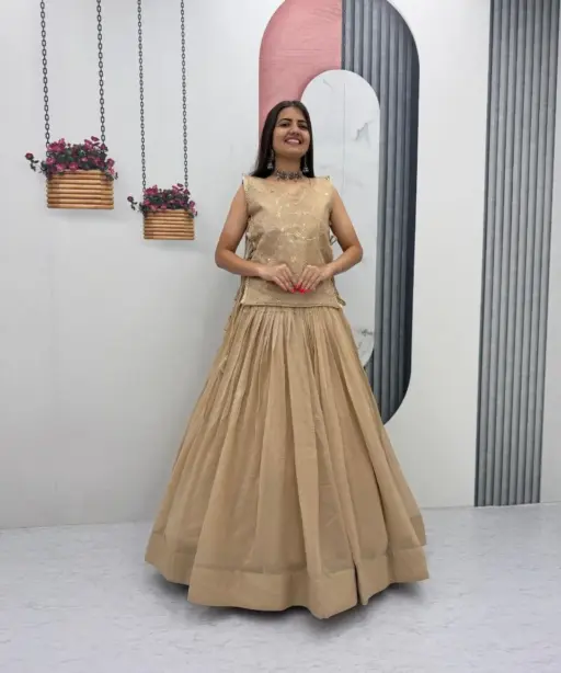 Designer Long Blouse with Lehenga Under 2000