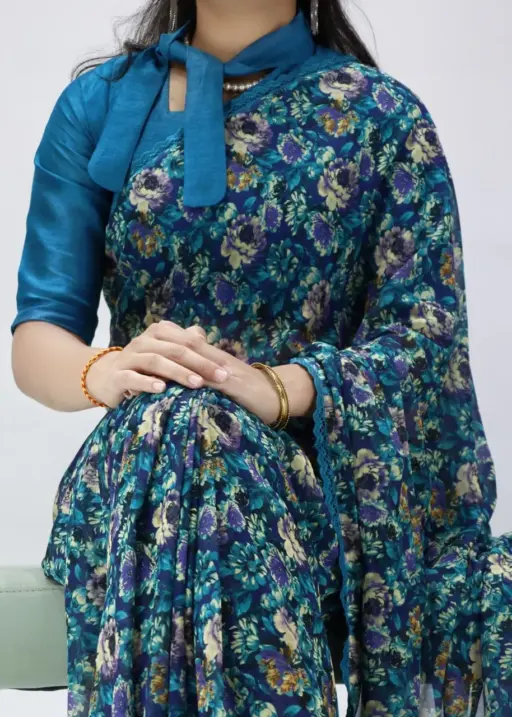 Flower Print Beautiful saree