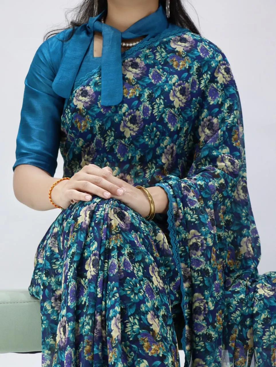 Flower Print Beautiful saree