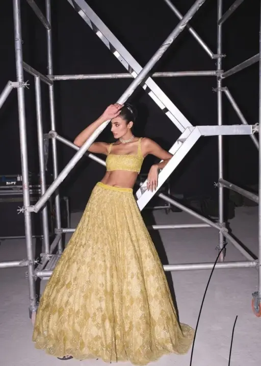 Haldi Function Special Yellow Sequence Lehenga Choli