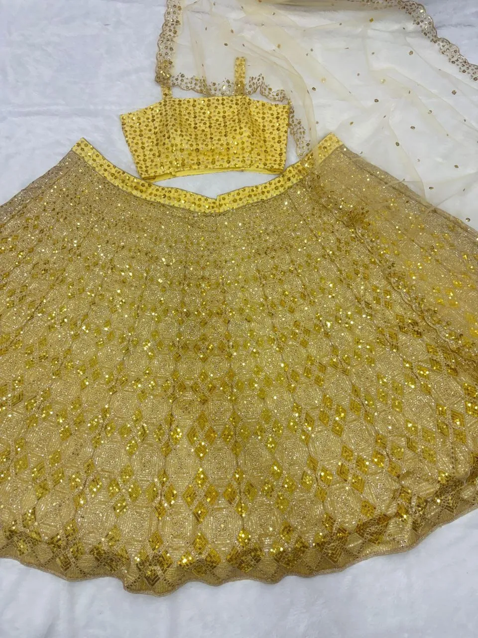Haldi Function Special Yellow Sequence Lehenga Choli - Image 6