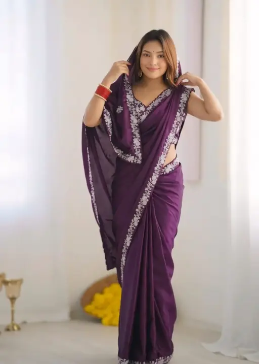 Lime Color Heavy Wedding Wear Saree