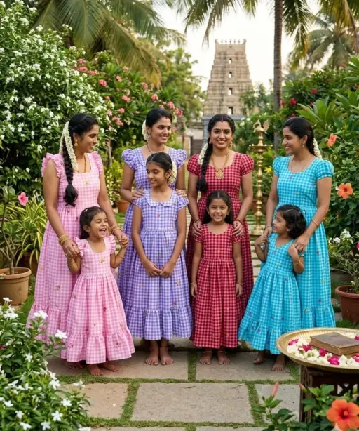 Mother Daughter Combo Midi Frock Designs