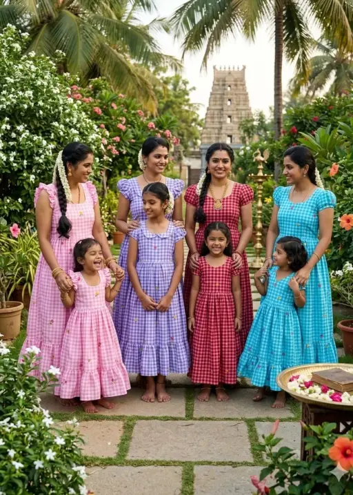 Mother Daughter Combo Midi Frock Designs