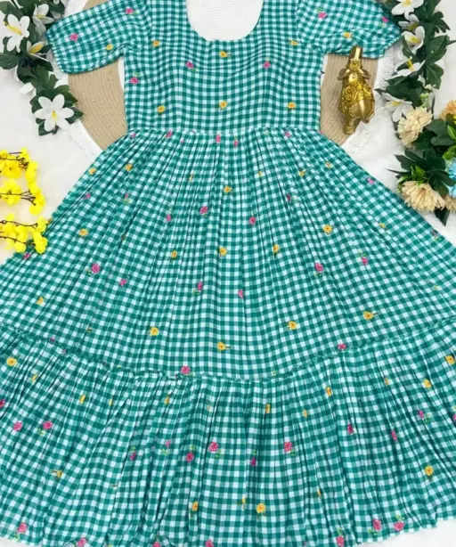 Mother Daughter Combo Midi Frock Designs Green Color