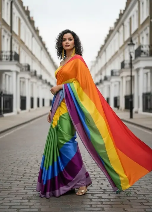 Multi Color Satin Printed Saree