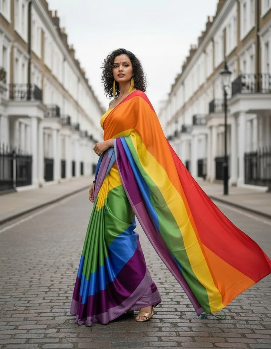 Multi Color Satin Printed Saree