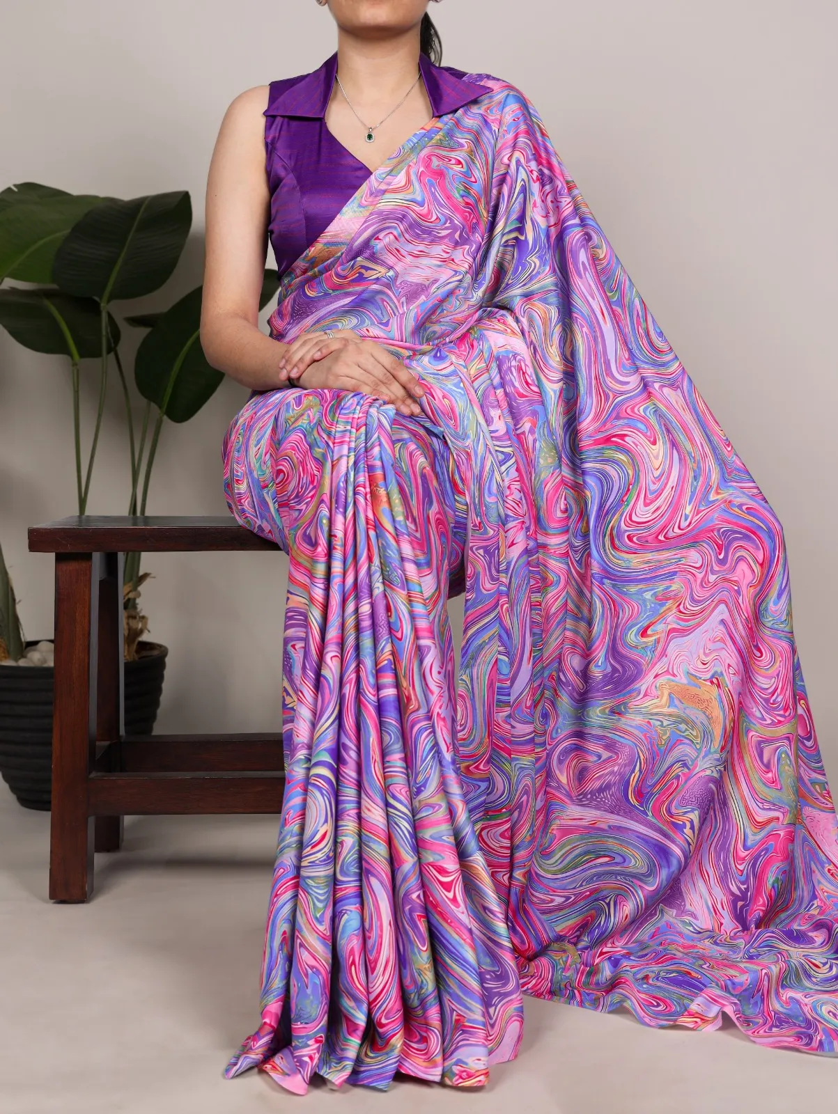 Peacock Printed Satin Silk Sarees