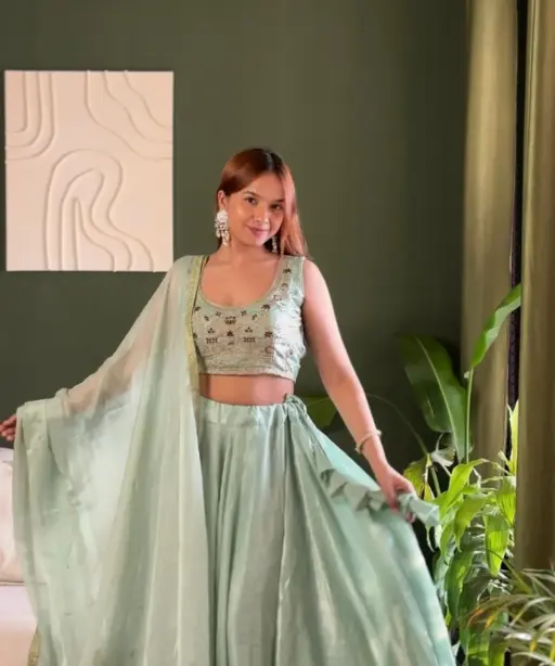 Pista Color Beautiful Embroidery Lehenga Choli