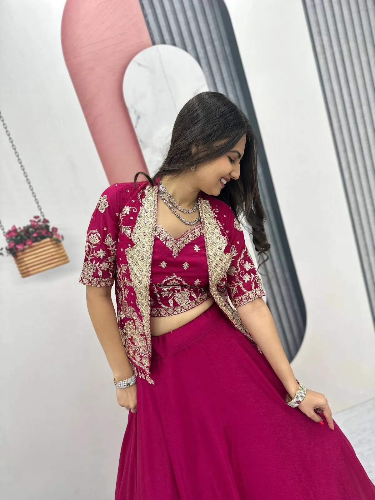 Purple Color Designer Lehenga Choli with Jacket Under 2500