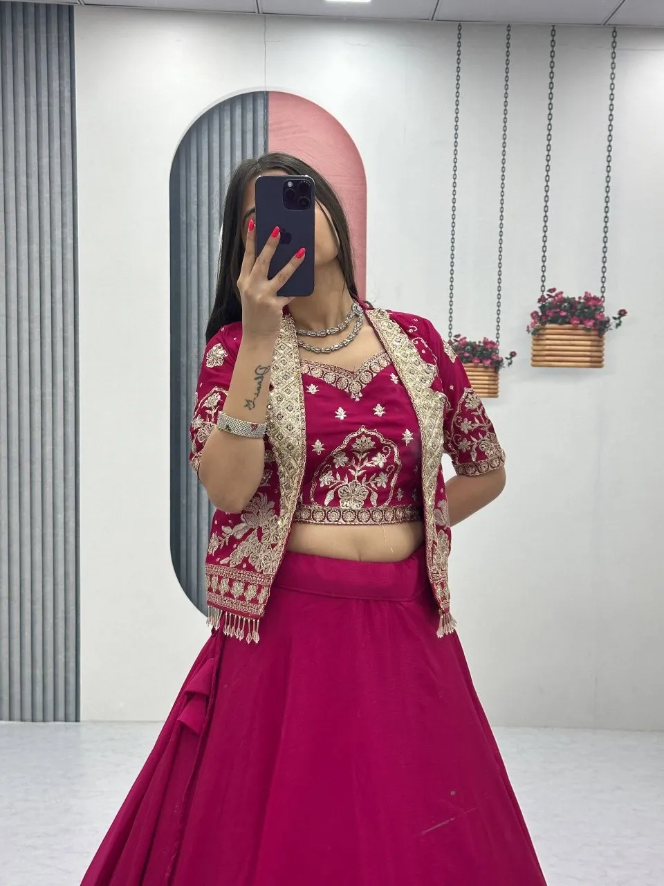 Purple Color Designer Lehenga Choli with Jacket Under 2500 - Image 4
