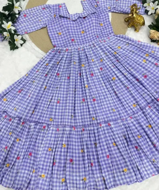Purple Mother Daughter Combo Midi Frock Designs