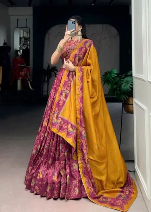 Silk Floral Printed Lehenga Choli
