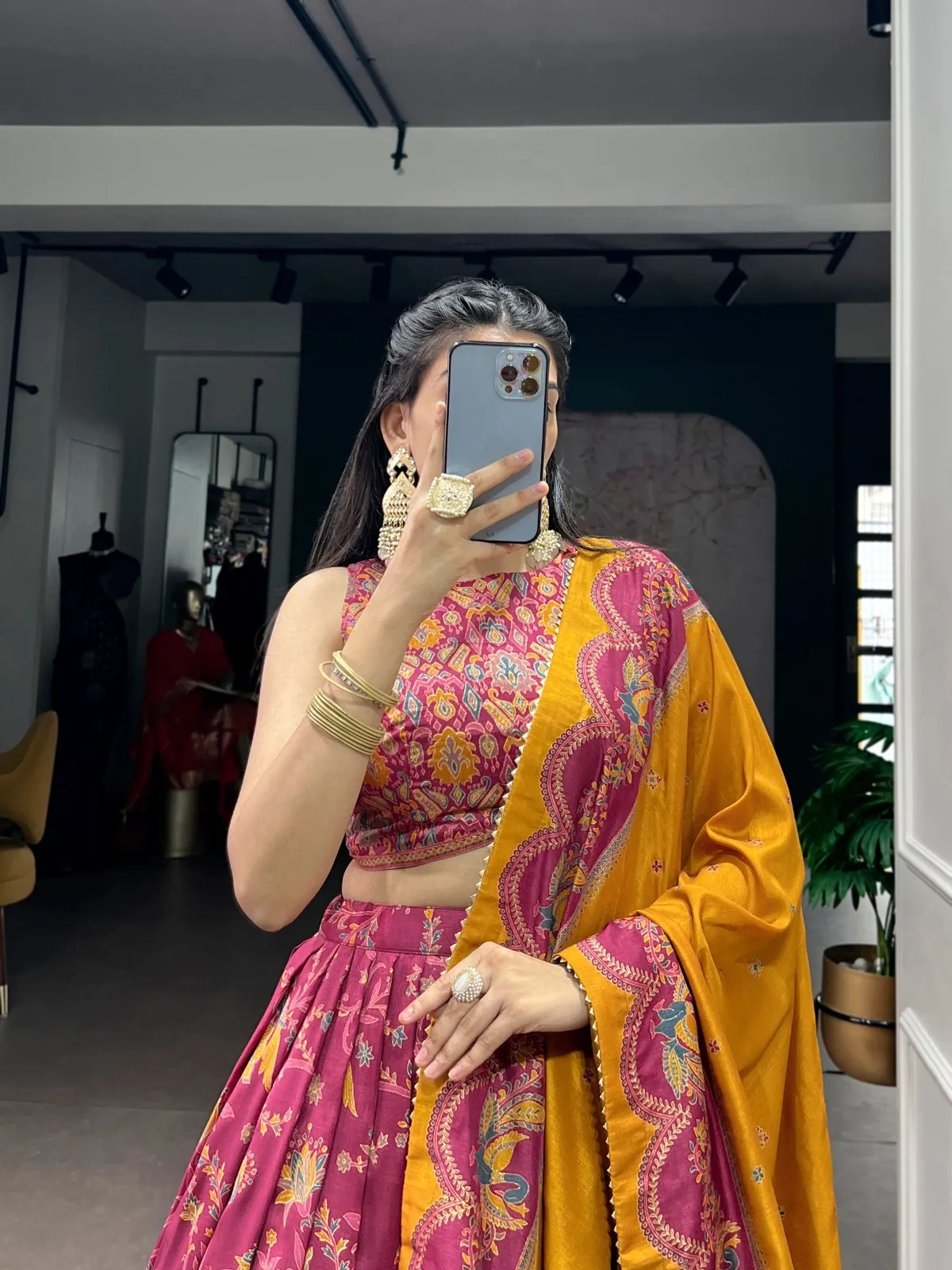 Silk Floral Printed Lehenga Choli - Image 2