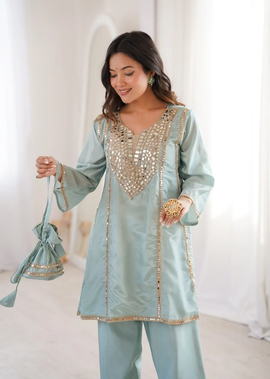 Sky Blue Trending Co ord Sets with Batwa - Image 2