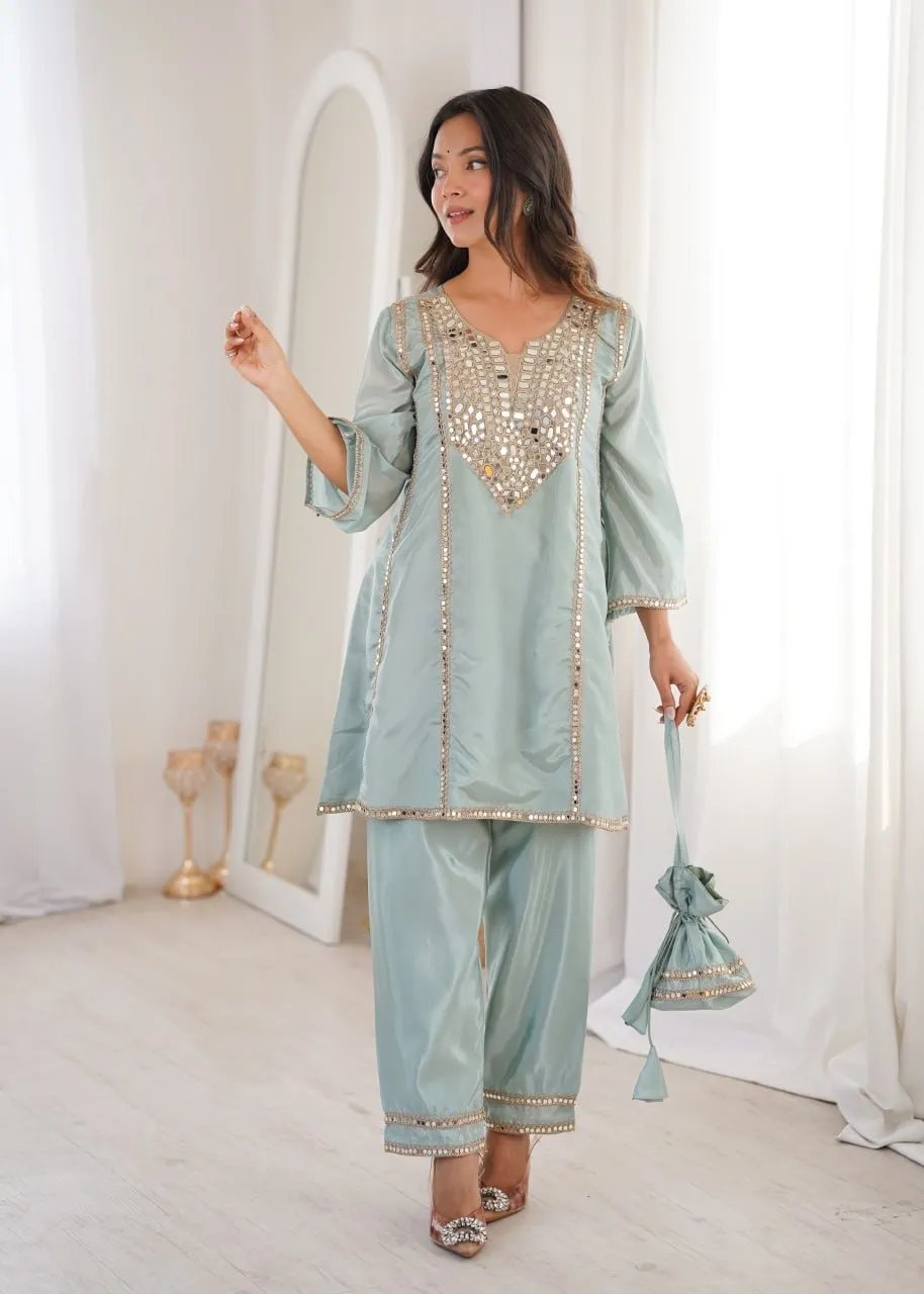 Sky Blue Trending Co ord Sets with Batwa - Image 3