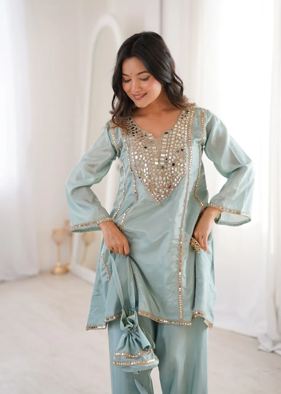 Sky Blue Trending Co ord Sets with Batwa - Image 4
