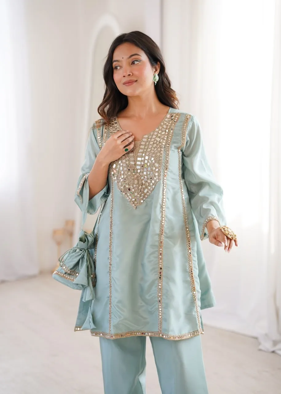 Sky Blue Trending Co ord Sets with Batwa - Image 5